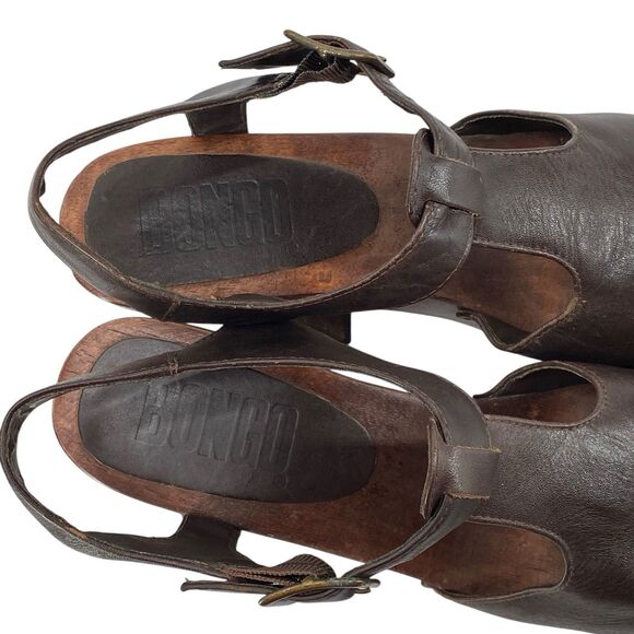 1990s Y2K Wood Soled Bongo Platform Brown Sandals Women’s Size 8 (HF16) - Picture 7 of 11